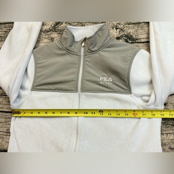 FILA Sport Women's Zip Up Jacket, Mock Neck Soft Fleece, White Gray Size Small - Picture 6 of 13
